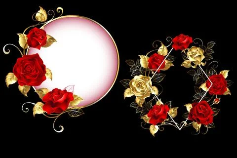 Background, pattern, flower, design, banner, frame, gold, illustration, bro.. Stock Illustration