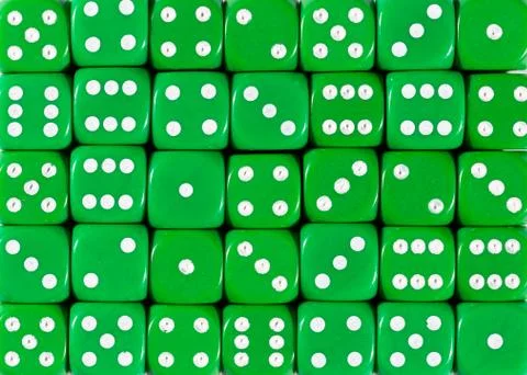 Background pattern of green dices, random ordered Stock Photos