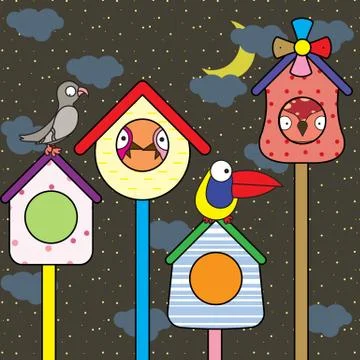 Background pattern house bird  for decorate. Stock Illustration