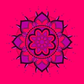 Background pattern of mandala in red and purple Stock Illustration