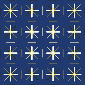 Background pattern of navy blue crosses with golden stars Stock Photos