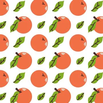 Background pattern with oranges and leaves. Flat modern vector illustration. Stock Illustration