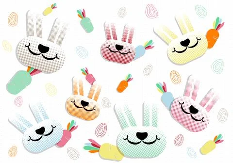 Background pattern, rabbit smiling with a happy Easter. vector illustration. 스톡 일러스트