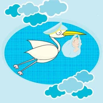 Background pattern  stork with child Stock Illustration