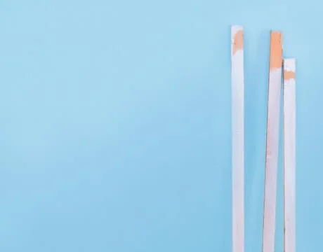 Background Pattern, Three Woodn Plank on Light Blue Stucco Wall with Copy Spa Stock Photos