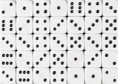Background pattern of white dices, random ordered Stock Photos