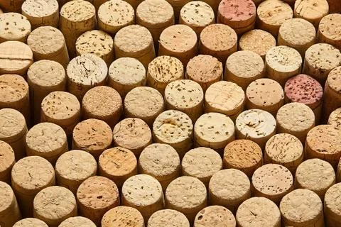 Background pattern of wine bottles corks Stock Photos