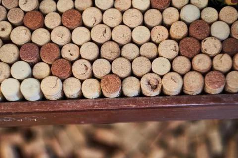 Background pattern of wine bottles corks Stock Photos