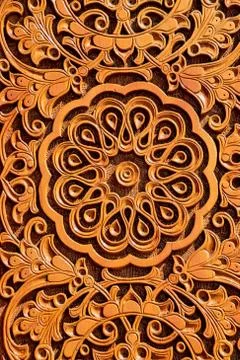 Background pattern from wood carving Stock Photos
