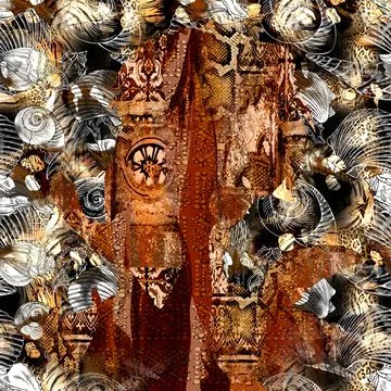 Background pattern works, textile fabric print patterns Stock Illustration