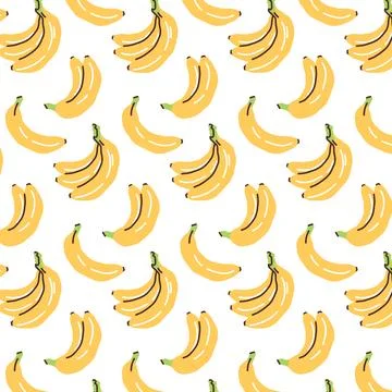 Background, pattern with yellow bananas. Flat modern vector illustration. Stock Illustration