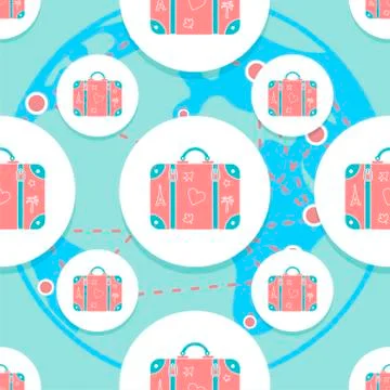 Background  patterned travel suitcase in a flat style Stock Illustration