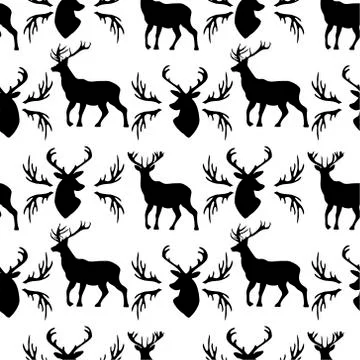 Background with patterns of deer and horns Stockillustratie