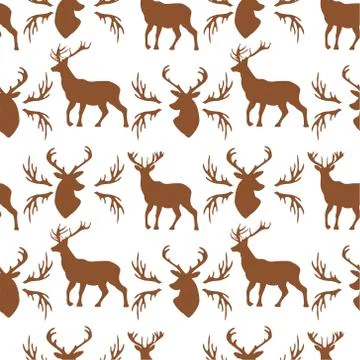 Background with patterns of deer and horns Stockillustratie