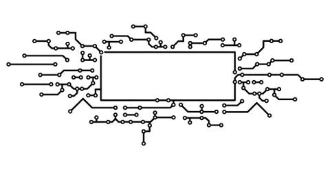 Background in PCB-layout style, decorative technique frame with empty space f Stock-Illustration