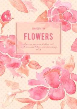 Background with Peony flowers in vector. Stock Illustration