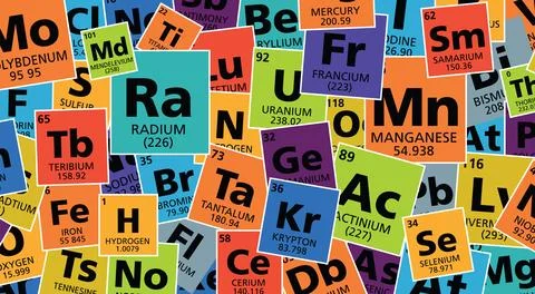 Background of Periodic table of the chemical elements chart illustration vect Stock Illustration
