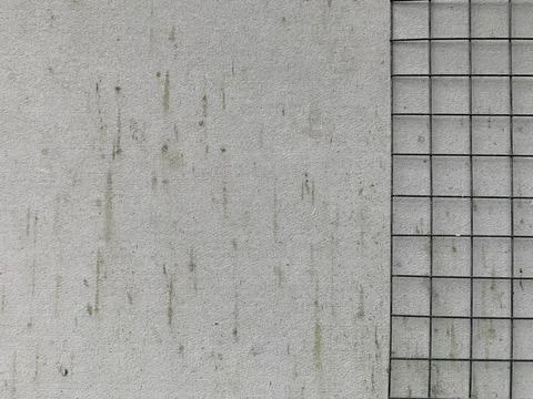 A background photo of a wire mesh wall with mossy gypsum board. Stock Photos