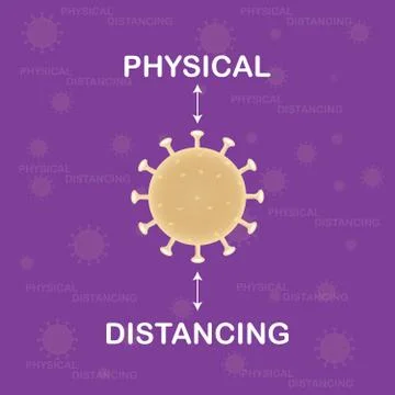 Background Physical Distancing warning. Physical Distancing about coronavirus Stock Illustration