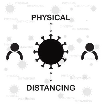 Background Physical Distancing warning. Physical Distancing about coronavirus Stock Illustration