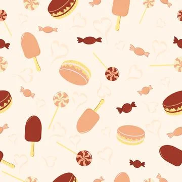 Background with pie candy and ice cream Stock Illustration