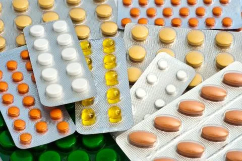 Background of pills Stock Photos
