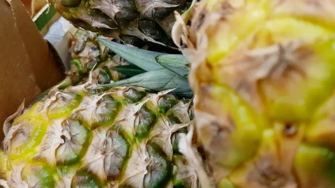 Background pineapple exotic fruit texture close-up 4K 30fps UltraHD Stock Footage 123580822