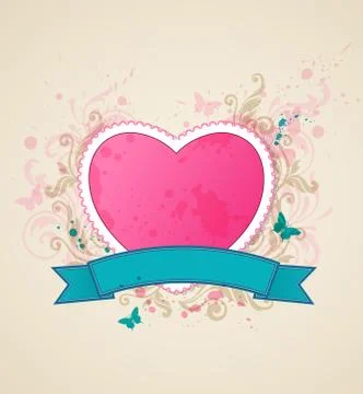 Background with pink heart Stock Illustration