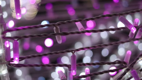 Background, pink lights out of focus. New Year wall, decorations Video stock 295378121