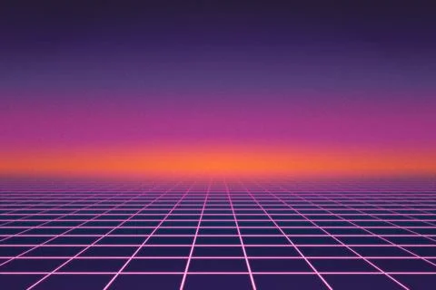 Background of pink neon grid Stock Illustration