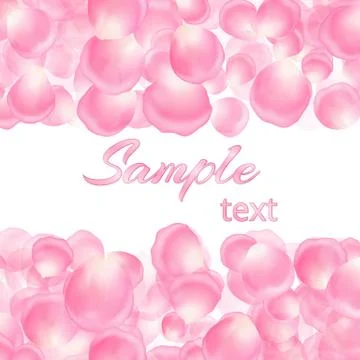 Background with pink petals and text Stock Illustration