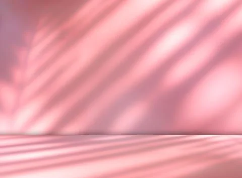 Background pink wall studio shadow kitchen podium table product backdrop Stock Illustration