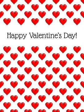 Background with pixel hearts Illustrazione stock