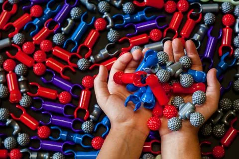 Background of plastic constructor elements Stock Photos