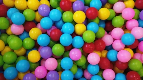Background, plastic multi-colored balls. View from above. Children's dry ball Stock Footage 122934121