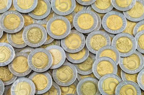 Background of polish coins Stock Photos