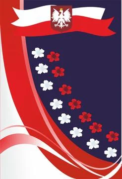 Background with the Polish flag and eagle, Stock Illustration
