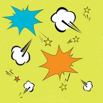 Background with pop art elements. yelow dots, clouds and speech star bubble for 스톡 일러스트