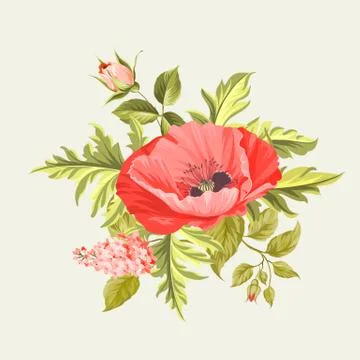 Background with poppies Stock Illustration