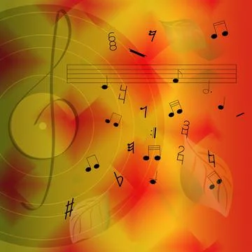 Background for postcards, invitations, websites with a record, treble clef, s Stock Illustration