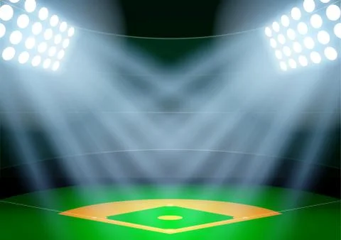 Background for posters night baseball stadium in the spotlight Stock Illustration
