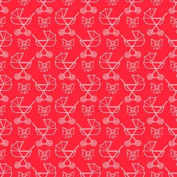 Background of prams and bows Stock Illustration