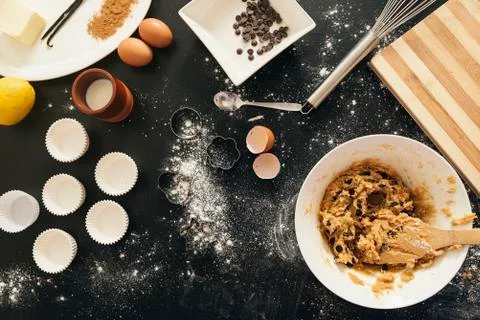 Background -  Preparing Cookies And Muffins. Stock Photos