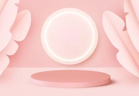 Background presentation mock up with Realistic 3d render podium. Round stag.. Illustrazione stock