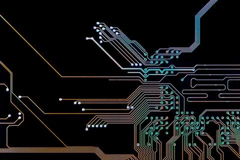 Background with a printed circuit board. The concept of modern technologies. Stock Photos