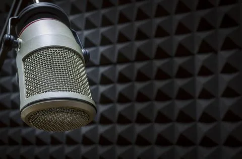 Background with a professional microphone Fotos de archivo