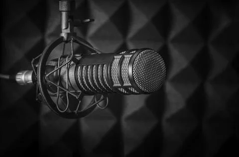 Background with a professional microphone Fotos de archivo