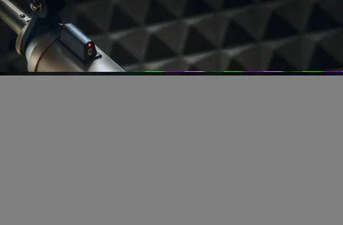 Background with a professional microphone Fotos de archivo