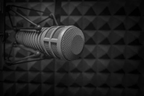 Background with a professional microphone Fotos de archivo