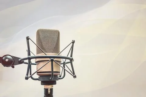 Background with a professional microphone Fotos de archivo